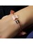 Pink Quartz Zirkon Taşlı Rose Altın Kelepçe Bileklik 3