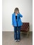 Mavi Oversize Çift Düğmeli Blazer Ceket 4