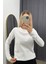 Beyaz Bisiklet Yaka Basic Bluz 3