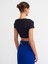 30876 Kısa Kollu Crop Top-Siyah 2