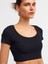 30876 Kısa Kollu Crop Top-Siyah 4