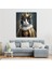 Tekli Dikey Kanvas Duvar Tablosu Kral Kostümlü Siyah Beyaz Kedi 1