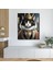 Tekli Dikey Kanvas Duvar Tablosu Kral Kostümlü Siyah Beyaz Tüylü Kedi 1