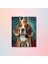 Tekli Dikey Kanvas Duvar Tablosu Kral Kostümlü Beagle Köpek 3