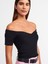 10528 Bardot Yaka Fitilli Triko Top-Siyah 4