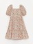 Kare Yaka Çiçekli Kısa Kollu Kız Çocuk Elbise 1