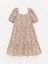 Kare Yaka Çiçekli Kısa Kollu Kız Çocuk Elbise 2