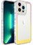 Ezotech iPhone 14 Pro - Uyumlu Simli ve Renk Geçiş Tasarımlı Lens Korumalı Park Kapak-Pembe-Sarı 1