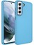 Galaxy S21 Fe Uyumlu Metal Çerçeve ve Buton Tasarımlı Silikon Luna Kapak-Sierra Mavi 1