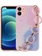 iPhone 11 - Uyumlu Simli Desenli El Askılı Tutacaklı Elsa Silikon Kapak-Pembe 1