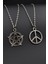 2'li Pentagram Wicca - Barış İşareti Peace Erkek Kadın Kolye Seti - Kod:606 1
