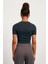 Bisiklet Yaka Crop Antrasit Kadın T-shirt 5