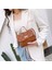 Düz Renk Çok Yönlü Satchel Zil Çizgili Kare Kadın Küçük Çanta Moda Yuvarlak Kilit Gelgit Omuz Çantası (Yurt Dışından) 2