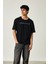 Yarım Oversize Baskılı T-Shirt L - Siyah 1