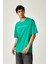Yarım Oversize Baskılı T-Shirt S - Yeşil 3