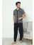 Flk 8180 Pamuklu Penye Erkek Düğmeli Kısa Kollu Pijama Takımı 1