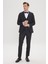 Slim Fit Dar Kesim Kırlangıç Yaka Balıksırtı Desenli Yelekli Smokin Takım 1