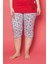 X-Dreamy Büyük Beden Pamuklu Desenli Düğmeli Yaka Kapri Pijama Takımı 3