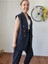 Lacivert Premium Boy Fit Kadın Pantolon Kolsuz Ceket Yelek Takımı Atlas Kumaş 5