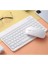 Samsung Galaxy Tab A6 T280 T280Q 7" Uyumlu Kablosuz Bluetooth Şarjlı Mini Q Klavye Mouse Set - Beyaz 3