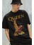 Unisex Oversize Queen Baskılı Tişört, Rock Metal Temalı T-Shirt 2