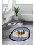 Dijital Baskılı Yıkanabilir Renkli Çiçekli Ikili Banyo Halısı Paspas Oval, Klozet-28-Mavi, 4