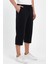 Erkek Yanları Cepli Siyah Bermuda Diz Altı Kapri Beli Ayarlanabilir Lastikli Uzun Şort 3