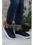 150-24 Deri Trend Sneaker Erkek Ayakkabı Siyah Beyaz 1