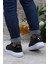 150-24 Deri Trend Sneaker Erkek Ayakkabı Siyah Beyaz 3