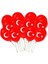 30 Adet Türk Bayraklı Kırmızı Baskılı Balon 23 Nisan Süslemeleri 1