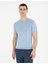 Erkek Mavi Slim Fit Bisiklet Yaka Triko Tişört 50288117-VR095 1