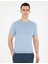 Erkek Mavi Slim Fit Bisiklet Yaka Triko Tişört 50288117-VR095 3