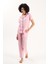 Gömlek Yaka Çizgili Pembe Kadın Pijama Takımı 1