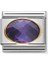 Composable Classic Dekoratif Link - Yüzey Işlemeli Oval - Mor - (001 Purple) 18K Altın 1