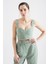 Kadın Mint Yeşili Kalın Askılı Crop Bluz 1