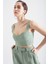 Kadın Mint Yeşili Kalın Askılı Crop Bluz 3