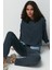 Fitilli Kapüşonlu Sweatshirt Pantolon Takım 9131 Füme 1