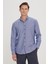 Erkek Lacivert Düğmeli Yaka Kolay Ütülenebilir Pamuklu Slim Fit Dar Kesim Oxford Gömlek 3