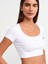 30876 Kısa Kollu Crop Top-Beyaz 4