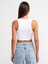 20820 Dikiş Efektli Crop Top-Beyaz 2