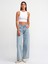 20820 Dikiş Efektli Crop Top-Beyaz 3