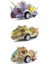 3 Adet Dinozor Oyuncakları Mini Dinozor Arabaları Oyuncak Çek Bırak Dinozor Figürleri Tricerops-T-Rex-Carno 1