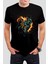 Motorcu Baskılı Siyah Unisex Tişört C179 1