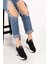 Kadın Siyah Taşlı Gizli Dolgu Topuk Sneakers 2