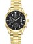 Erkek Yuvarlak Takvim Analog Kuvars Kol Saati Black + Gold (Yurt Dışından) 1