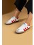 Bağcıklı Comfort Taban 3 Şeritli Kadın Sneaker 001-1009-24BEYAZKIRMIZI 1