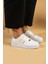 Bağcıklı Comfort Taban Şeritli Kadın Sneaker 001-1005-24BEYAZPUDRASARI 2
