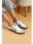 Bağcıklı Comfort Taban 3 Şeritli Kadın Sneaker 001-1009-BEYAZSIYAHŞAL 2