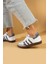 Bağcıklı Comfort Taban 3 Şeritli Kadın Sneaker 001-1009-BEYAZSIYAHŞAL 3
