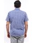 Erkek Büyük Beden Lacivert-Gri Ekose Likralı Pamuk Düğmeli Yaka Cepli Kısa Kol Gömlek Kk-8028-Tss 3